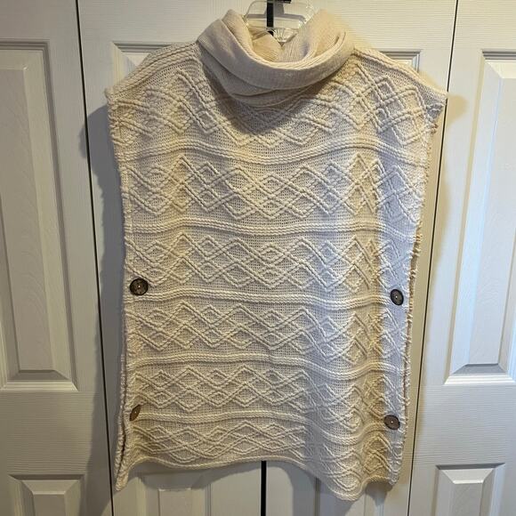Sleeveless Cowl Neck Cable Knit Sweater Cream One Size - Picture 1 of 6